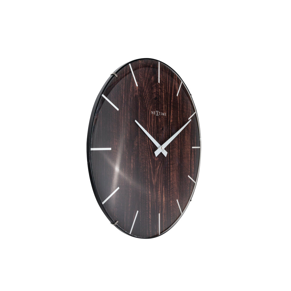 Edge Wood Dome Wall Clock 35cm - Brown