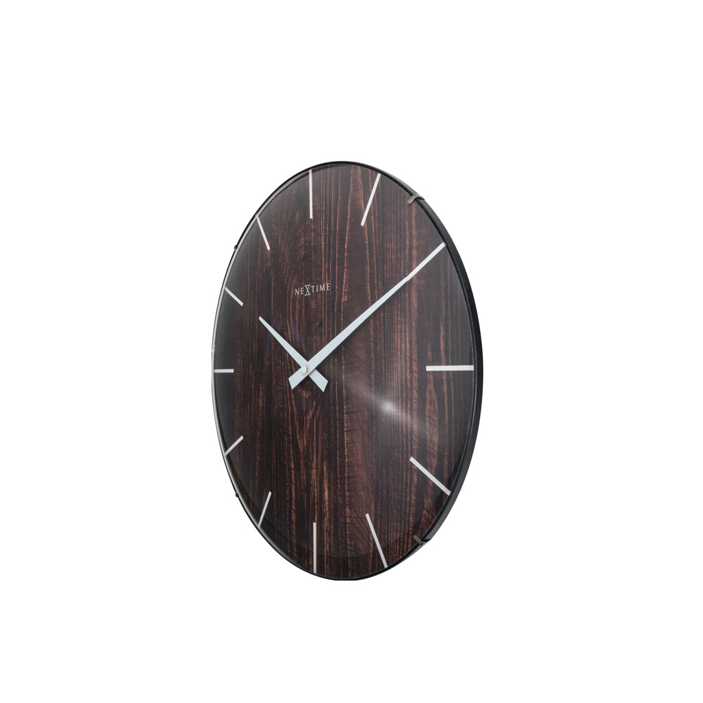 Edge Wood Dome Wall Clock 35cm - Brown