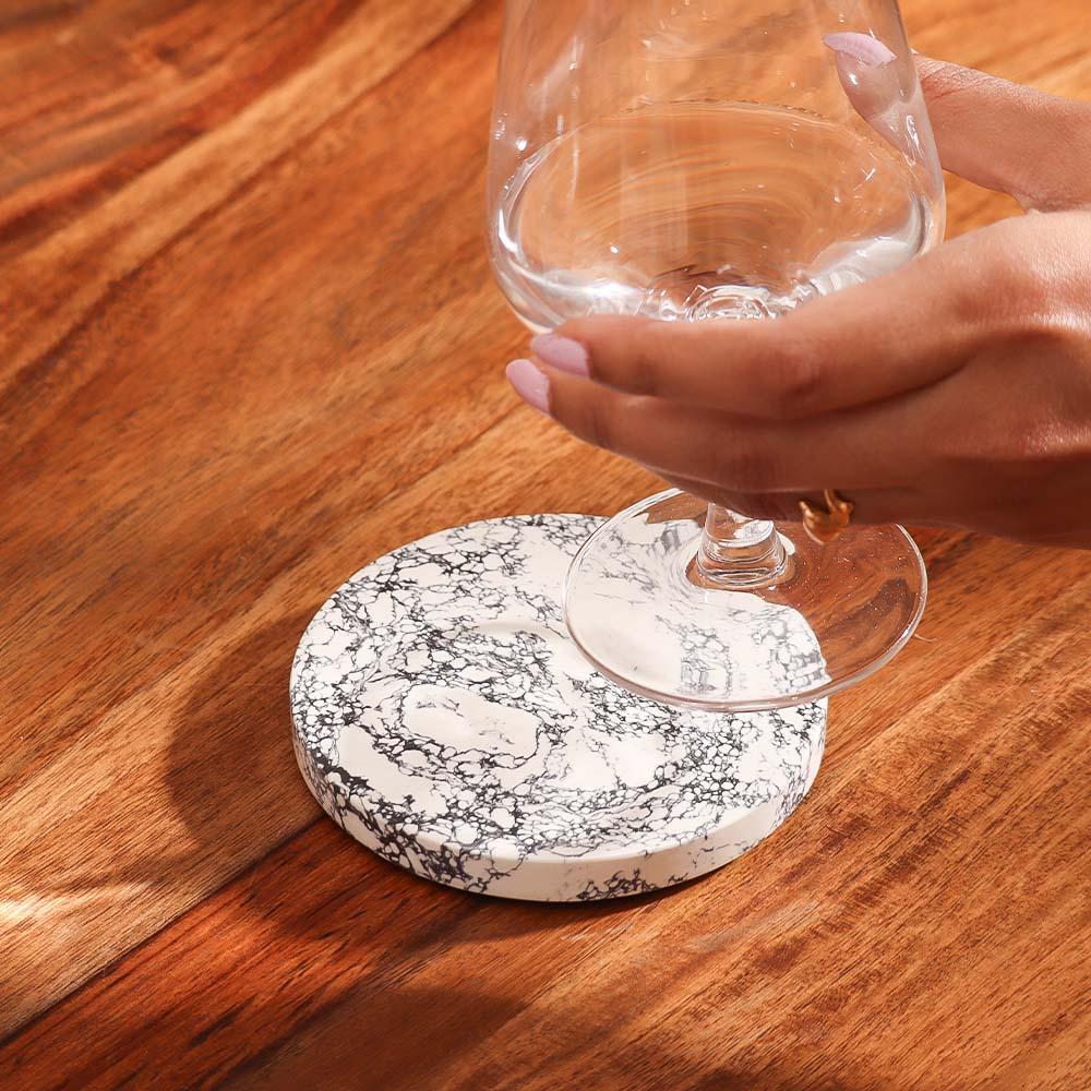 Elena Marble Coasters, Set of 4 - Monochrome
