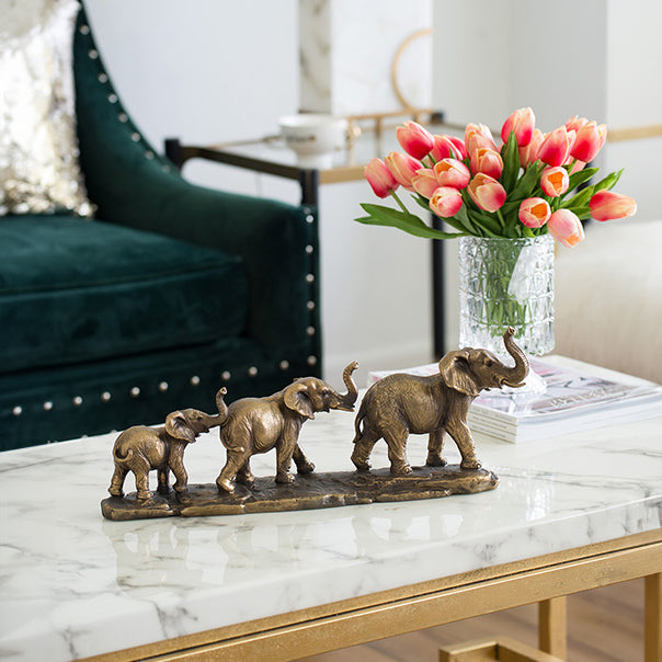 Elephant Herd Decorative Sculpture - Bronze