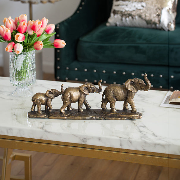 Elephant Herd Decorative Sculpture - Bronze