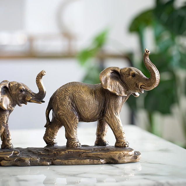 Elephant Herd Decorative Sculpture - Bronze