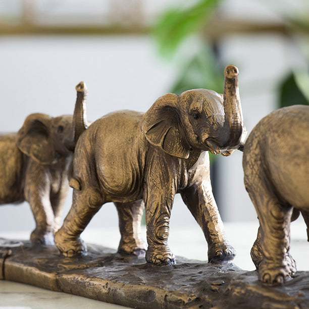 Elephant Herd Decorative Sculpture - Bronze