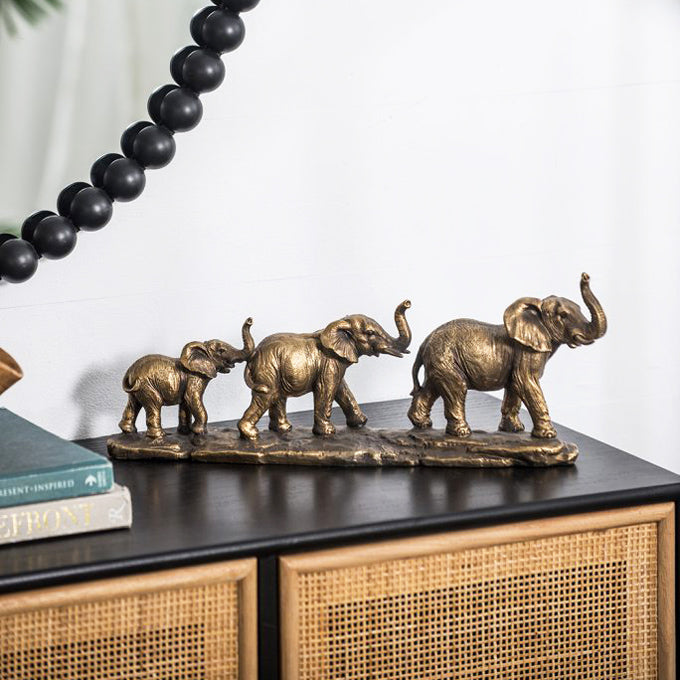 Elephant Herd Decorative Sculpture - Bronze