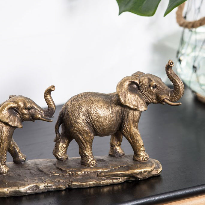 Elephant Herd Decorative Sculpture - Bronze