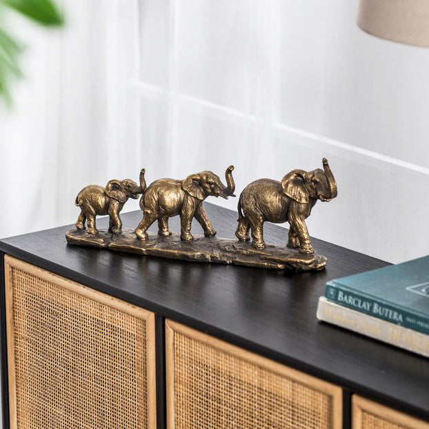 Elephant Herd Decorative Sculpture - Bronze