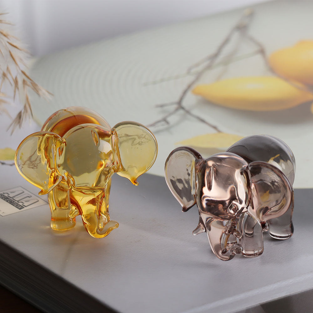 Elephant Mini Glass Sculpture - Smoky Grey