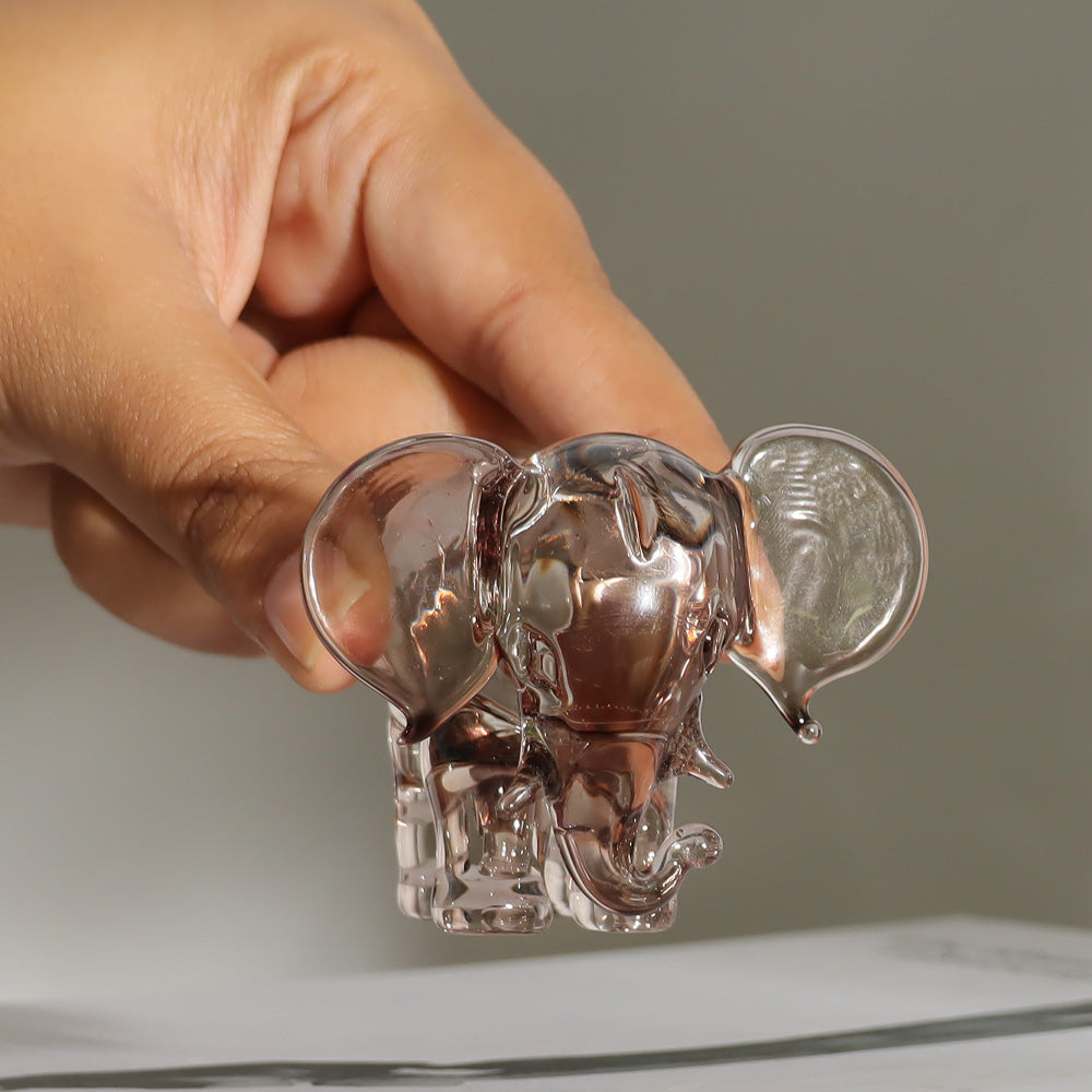 Elephant Mini Glass Sculpture - Smoky Grey