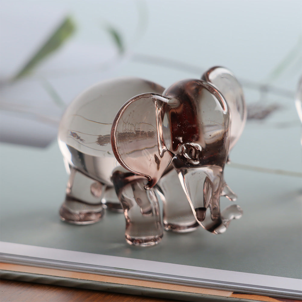 Elephant Mini Glass Sculpture - Smoky Grey