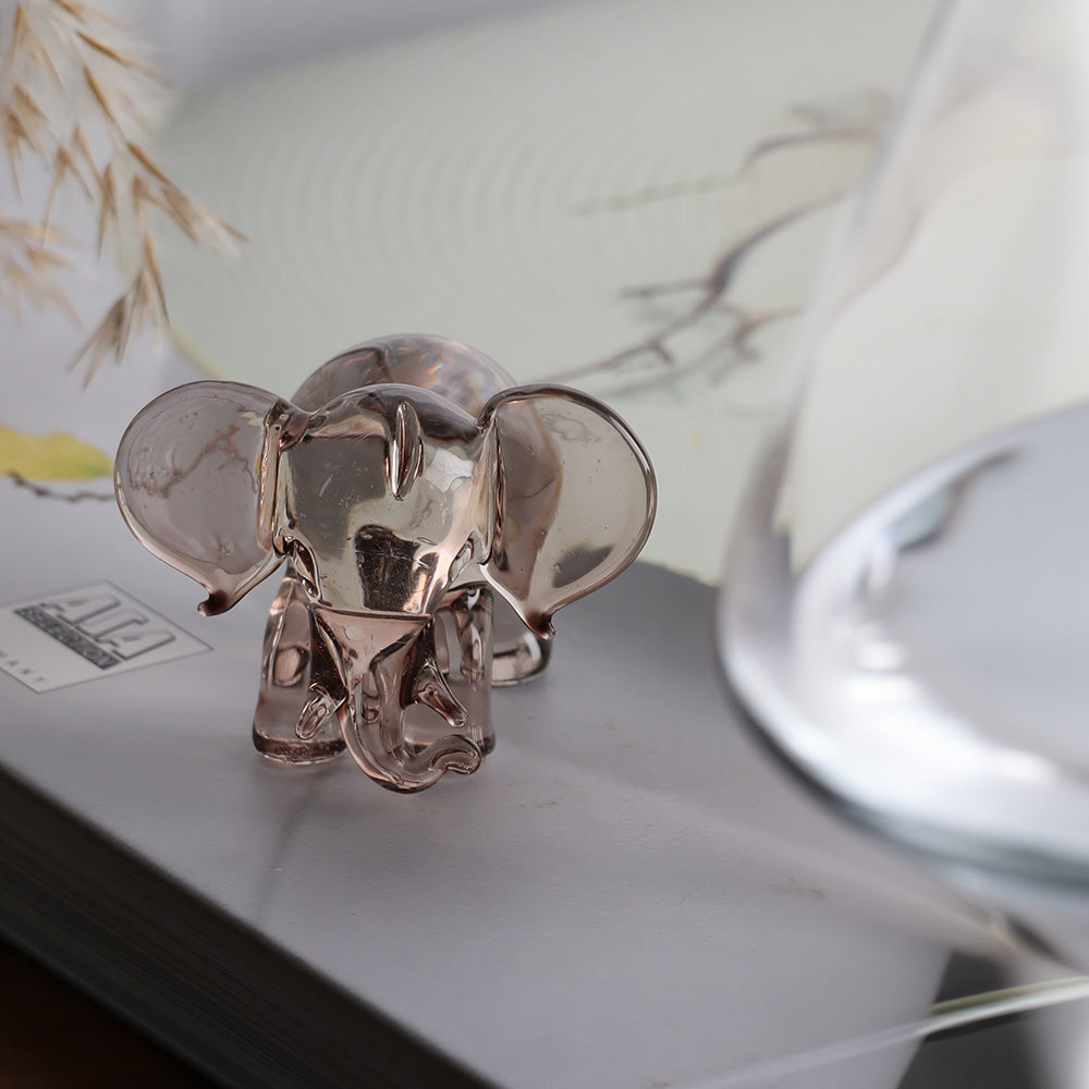 Elephant Mini Glass Sculpture - Smoky Grey