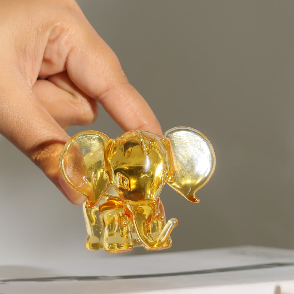 Elephant Mini Glass Sculpture - Warm Amber