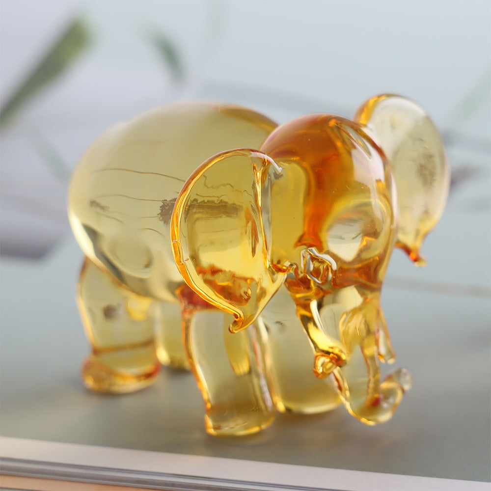 Elephant Mini Glass Sculpture - Warm Amber