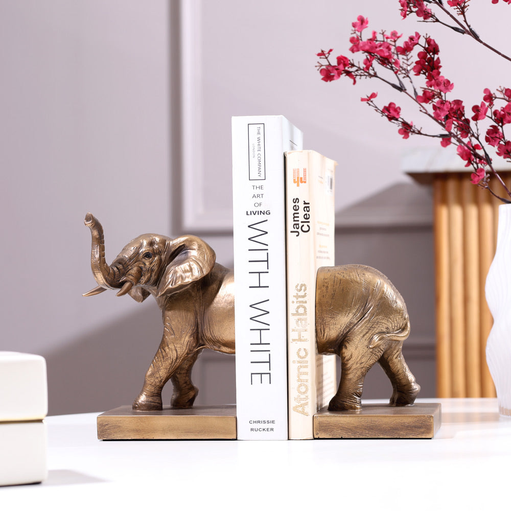 Elephant Bookends, Set of 2 - Bronze