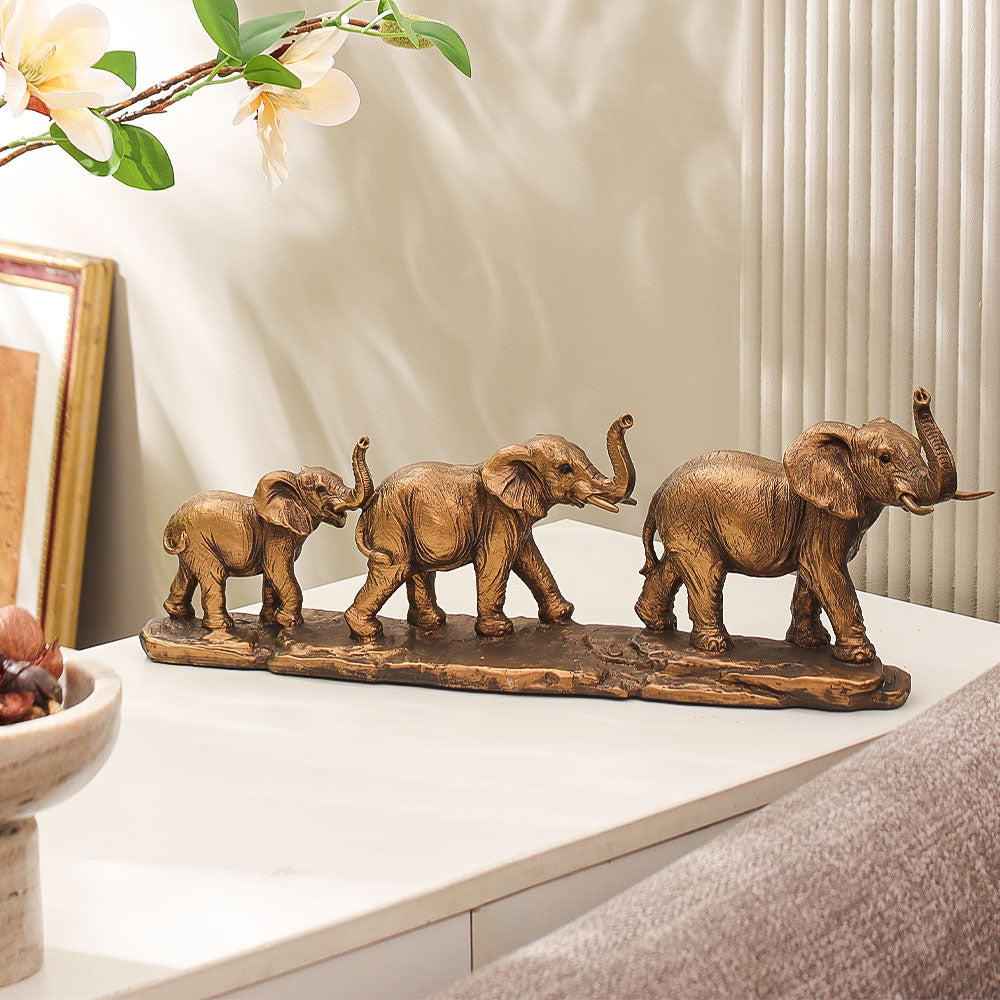 Elephant Herd Decorative Sculpture - Bronze
