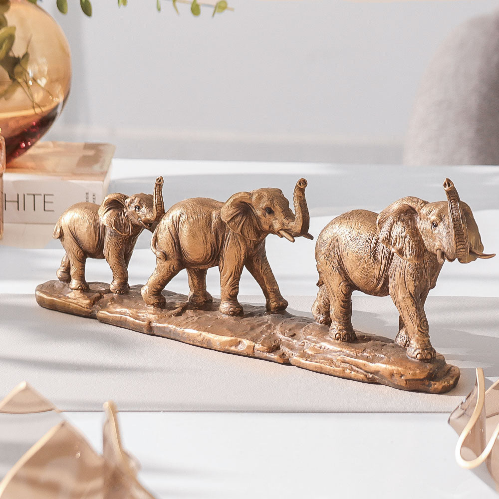 Elephant Herd Decorative Sculpture - Bronze
