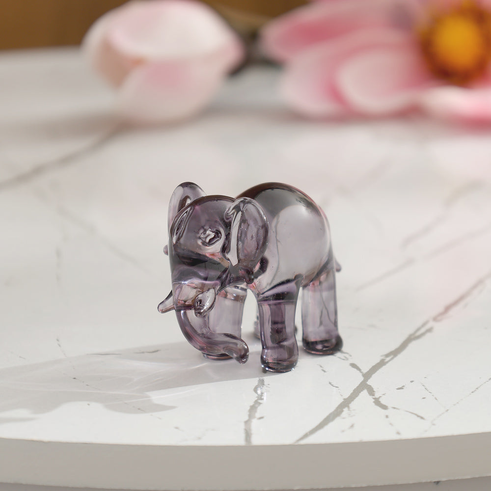 Elephant Mini Glass Sculpture - Smoky Grey
