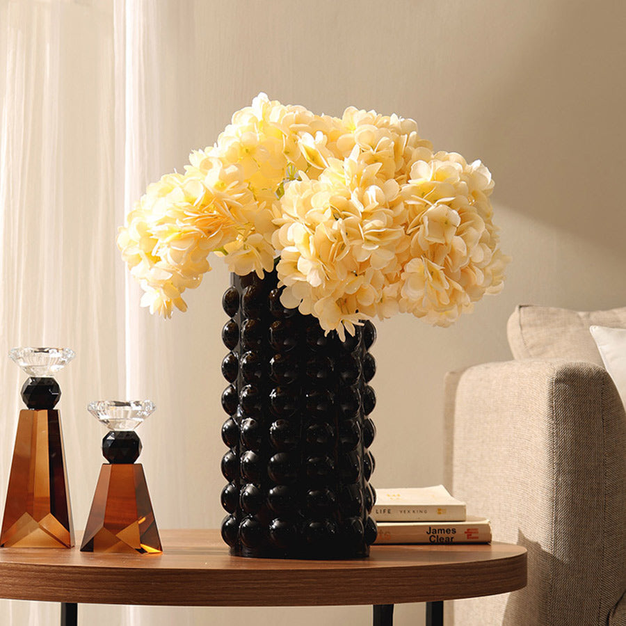 Elessa Bubbled Glass Vase Medium - Black