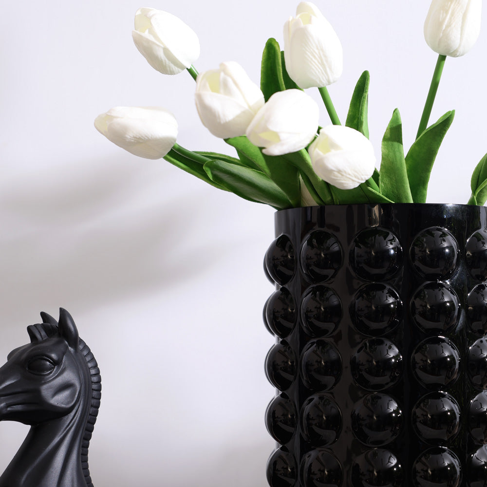 Elessa Bubbled Glass Vase Medium - Black