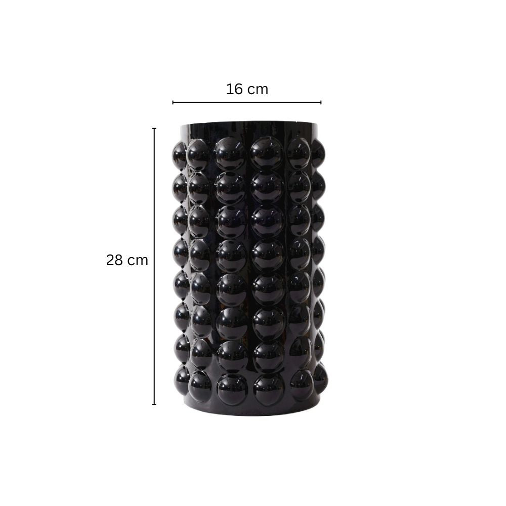 Elessa Bubbled Glass Vase Medium - Black