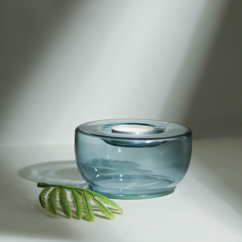 Ella Round Tealight Holders, Set of 2 - Aqua