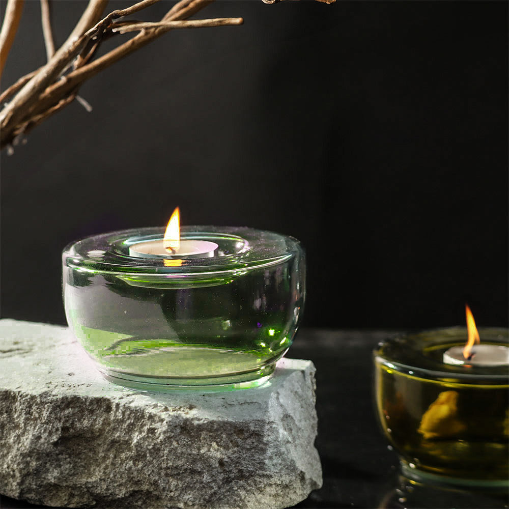 Ella Round Tealight Holders, Set of 2 - Olive