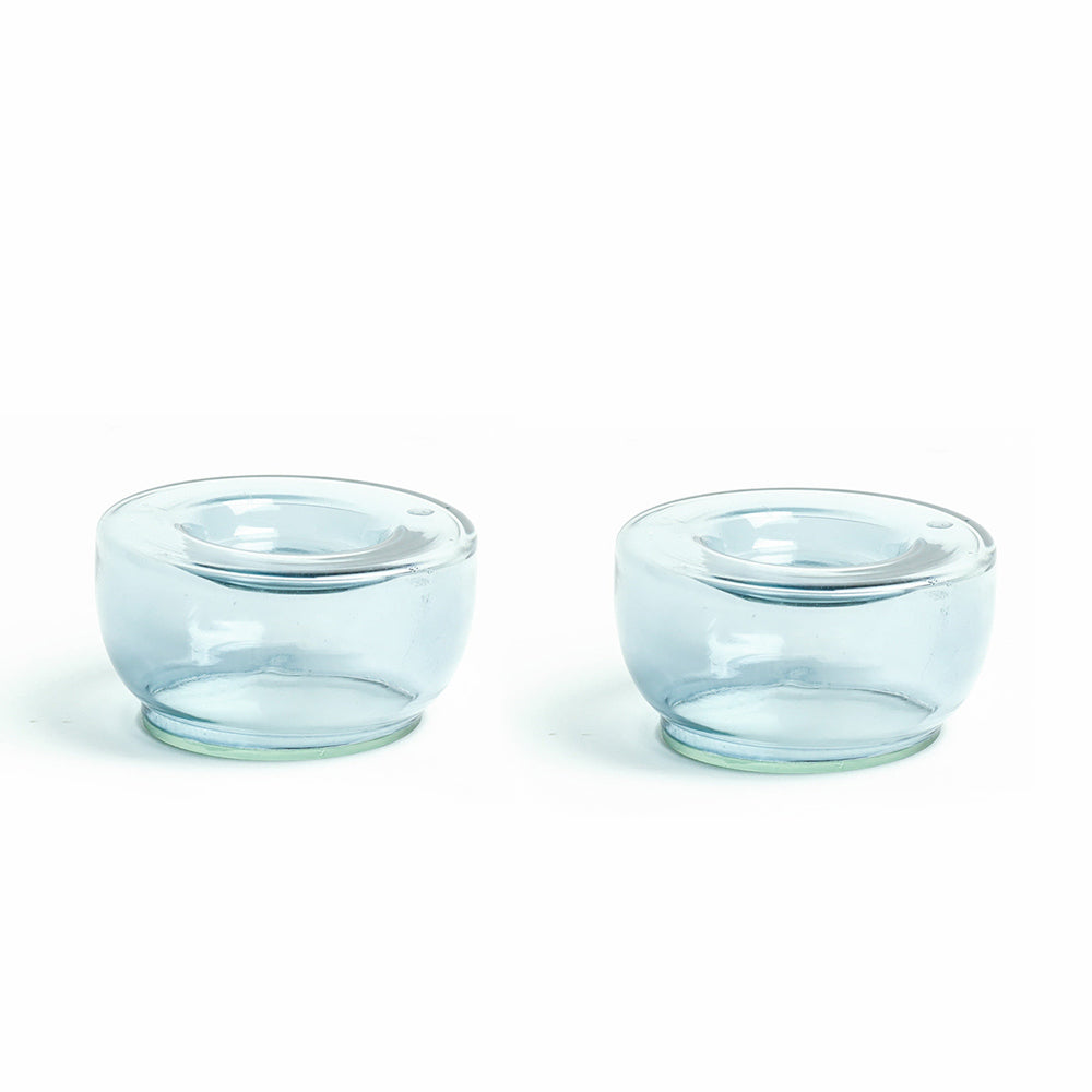 Ella Round Tealight Holders, Set of 2 - Aqua