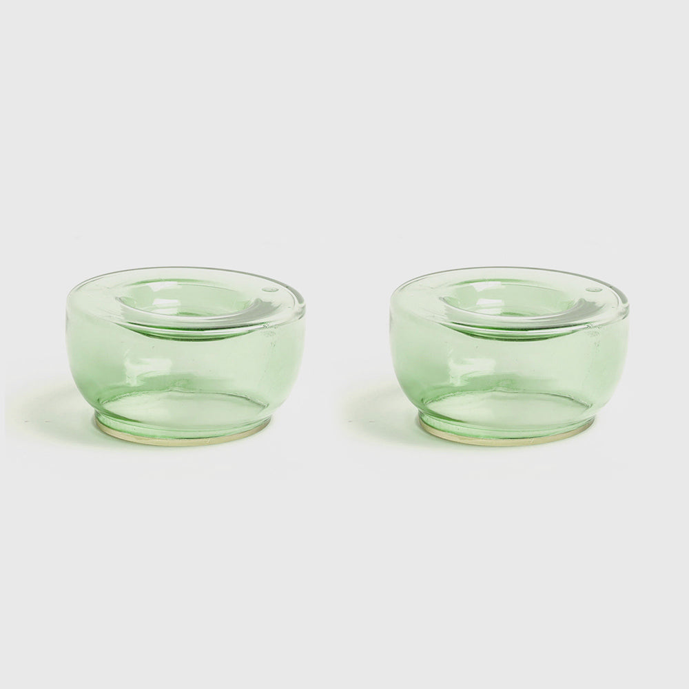 Ella Round Tealight Holders, Set of 2 - Olive