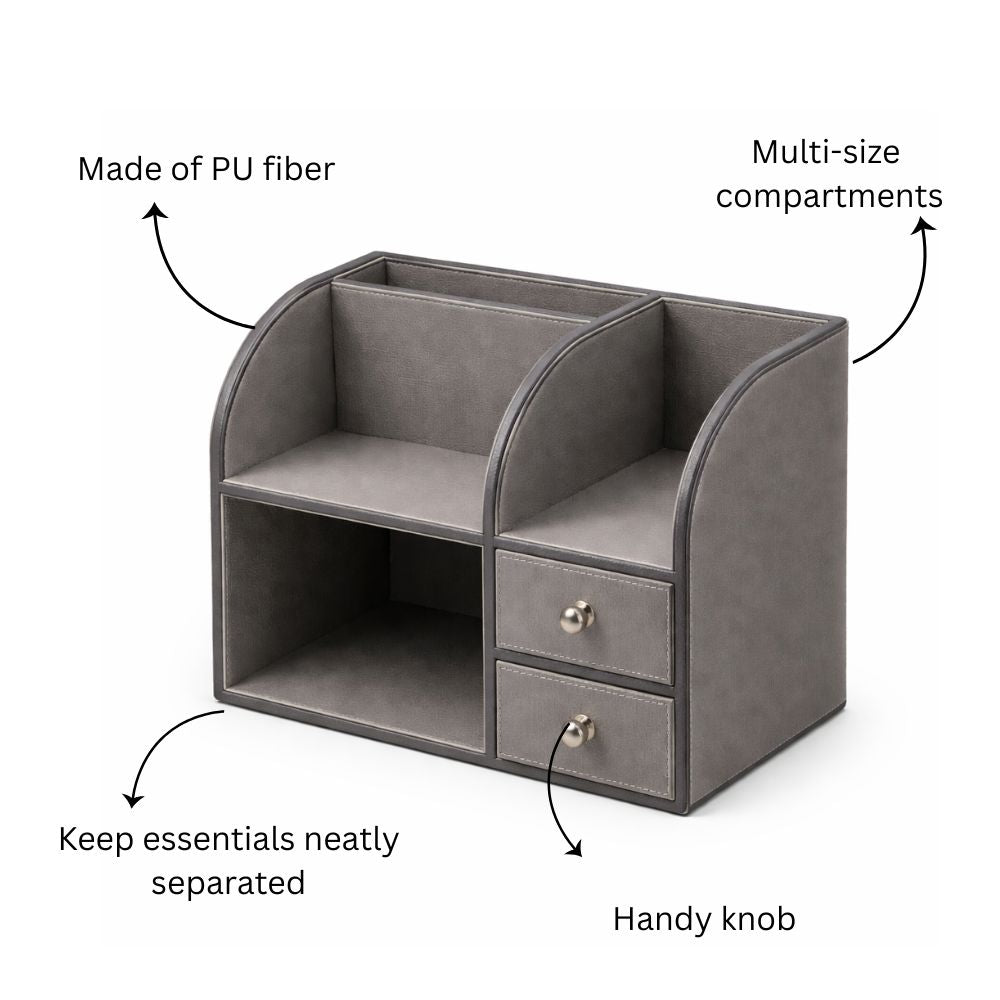 Elle Two-Tier Organiser with Drawers - Textured Grey