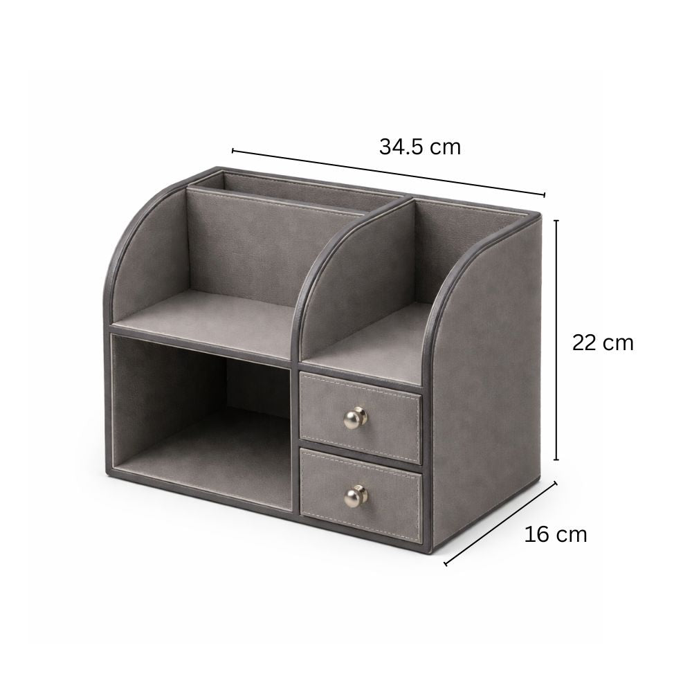 Elle Two-Tier Organiser with Drawers - Textured Grey