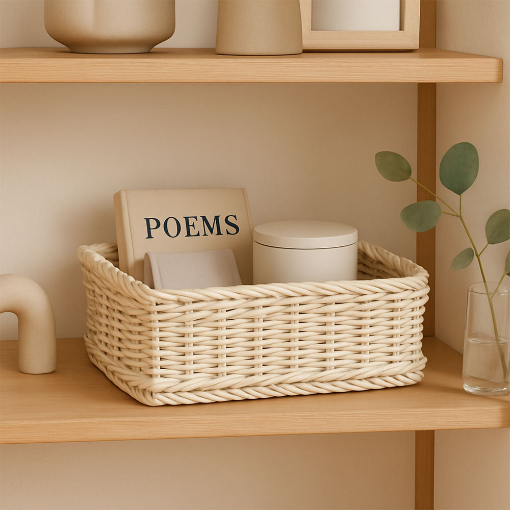 Elsa Rectangular Basket Medium - Ivory