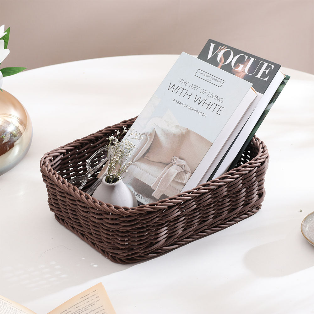 Elsa Rectangular Basket Medium - Dark Brown