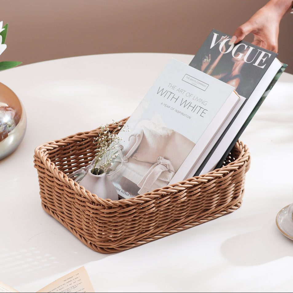 Elsa Rectangular Basket Medium - Khaki