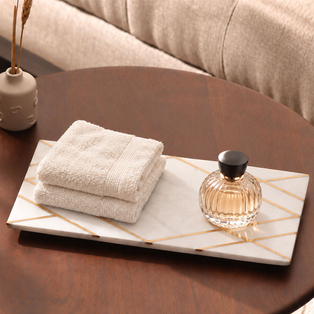 Elysia Marble & Brass Valet Tray - White Gold