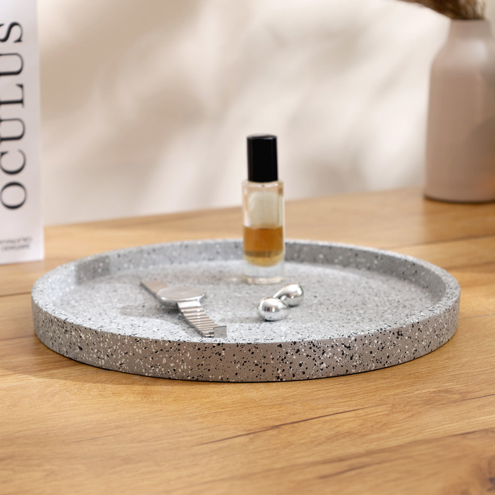 Emory Round Tray - Speckled Grey