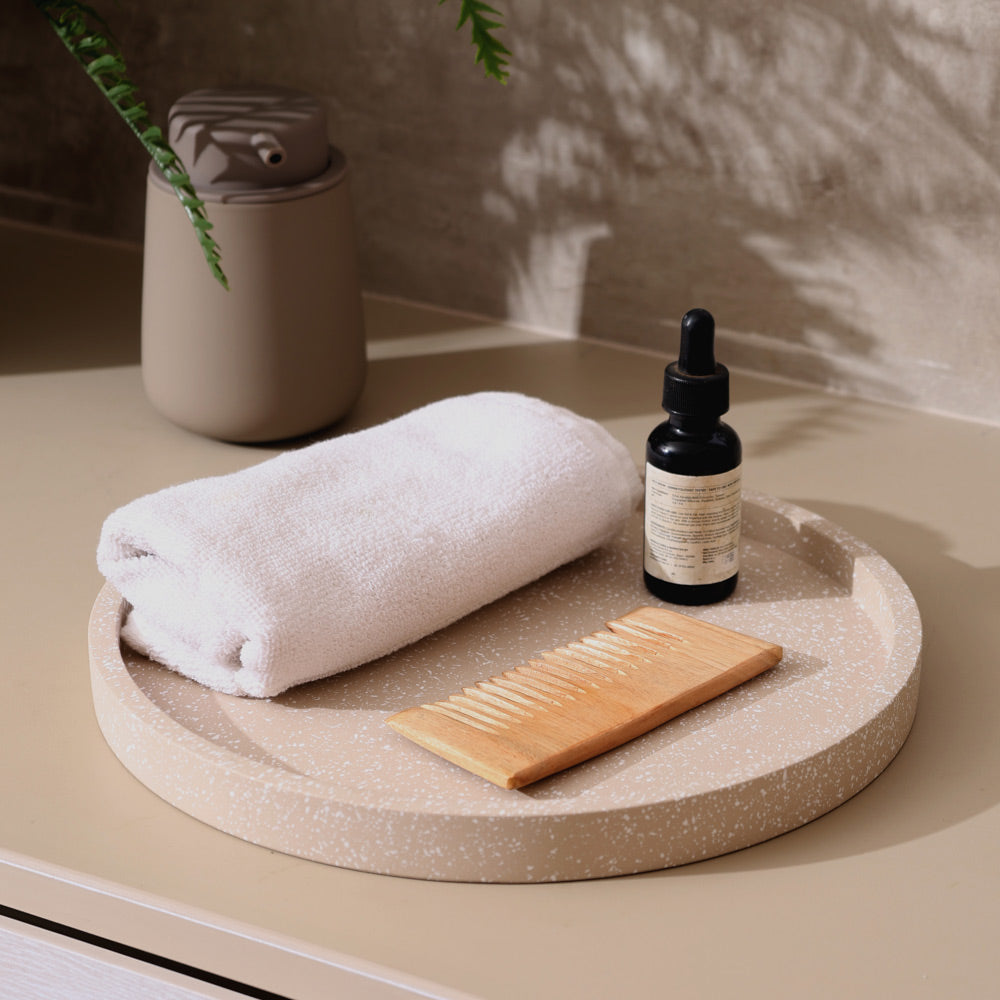 Emory Round Tray - Speckled Taupe