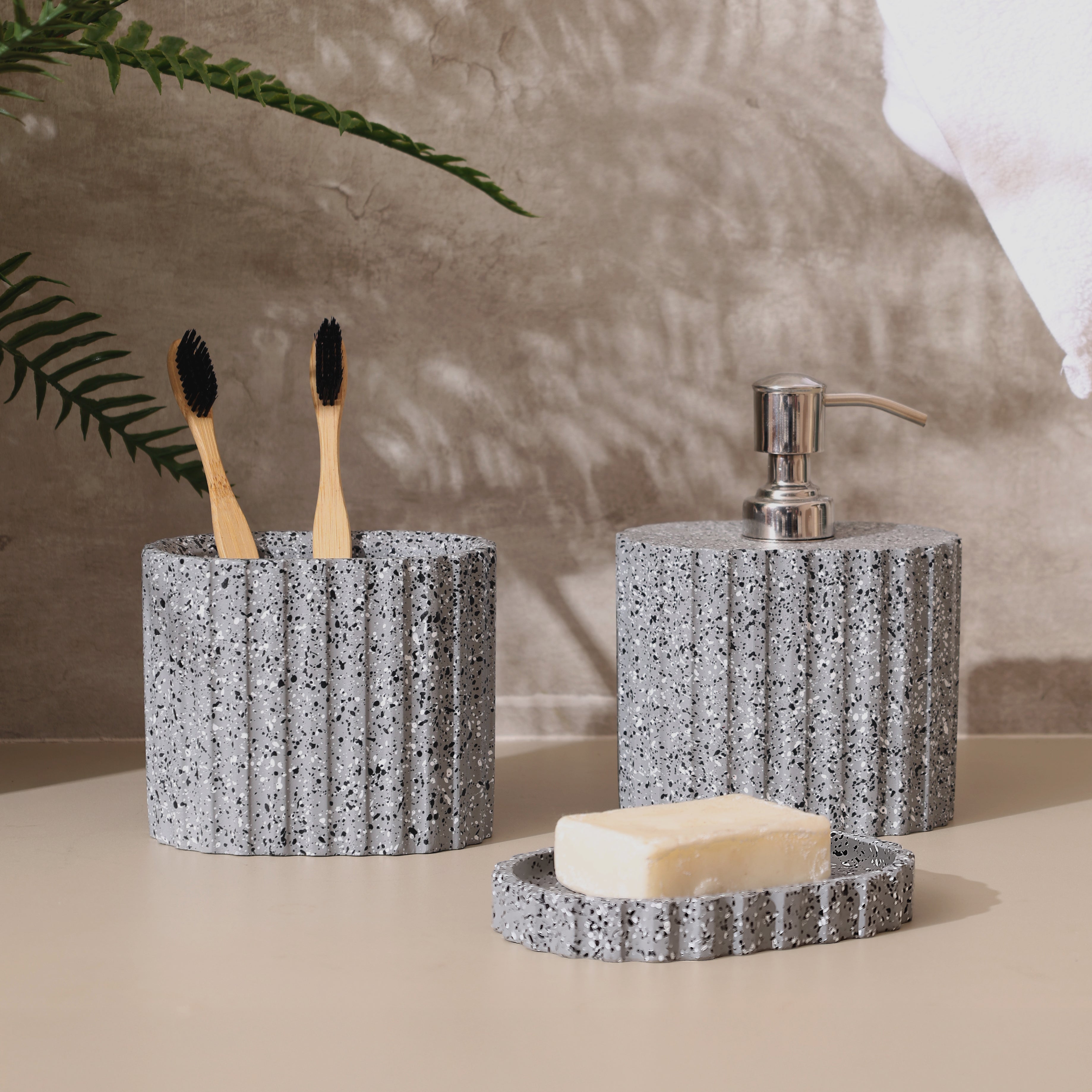 Emory 3-Piece Bathroom Set - Speckled Grey