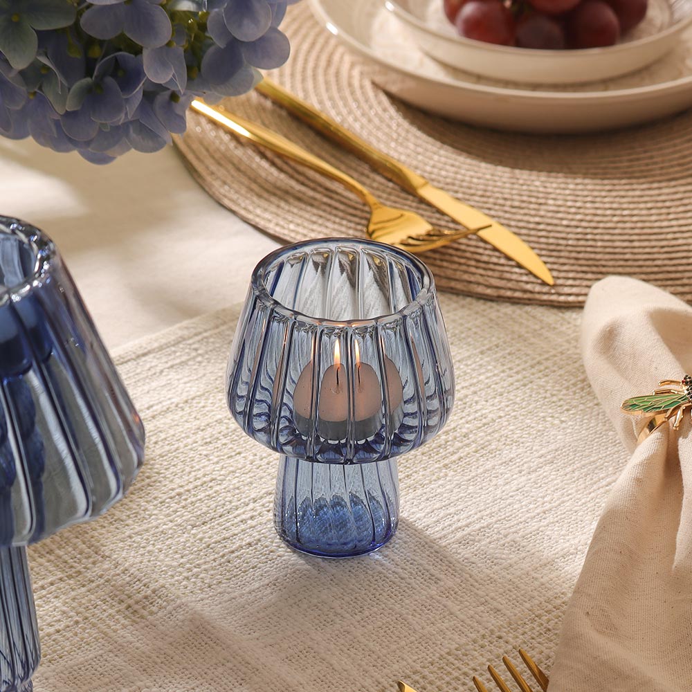 Emir Glass Tealight Holder - Blue