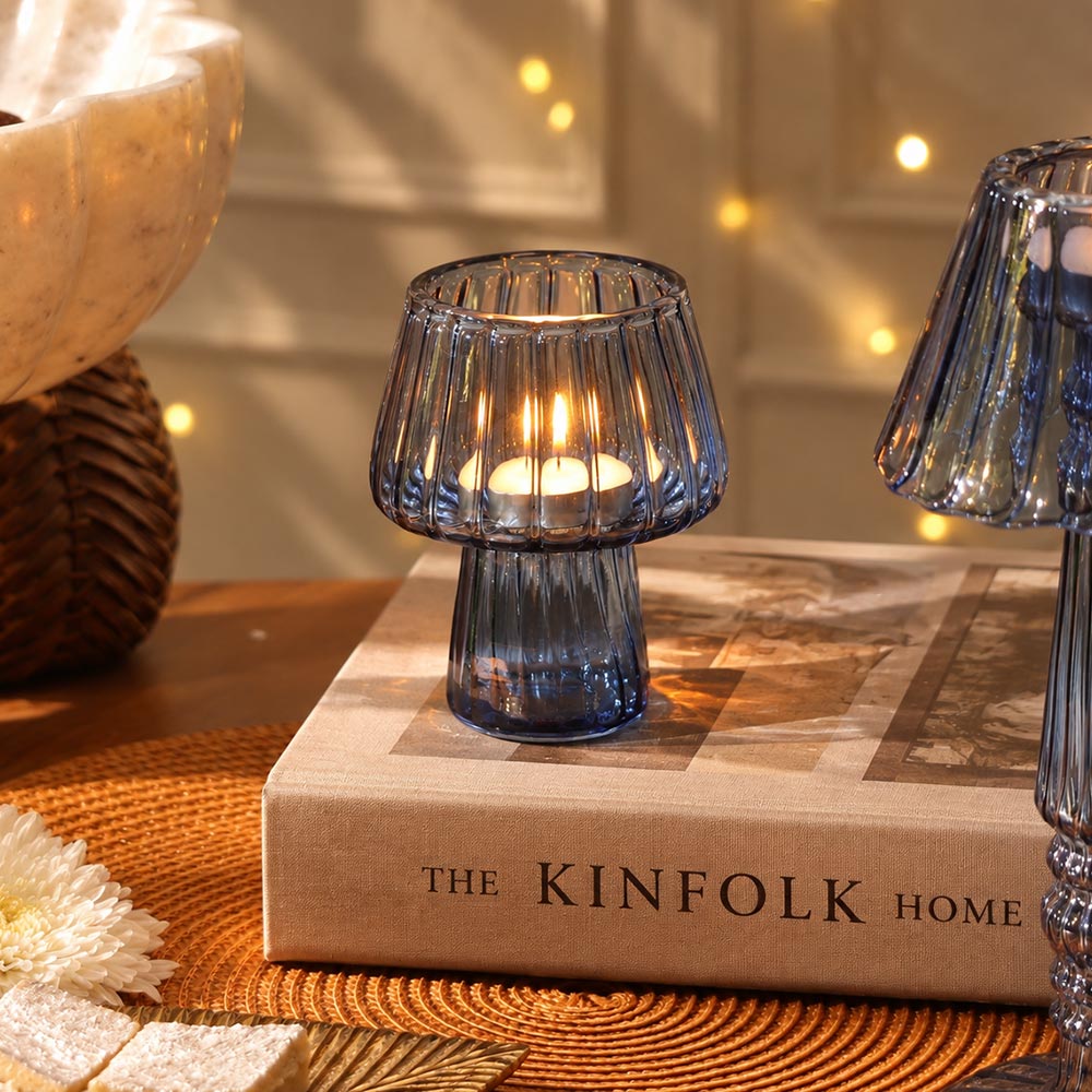 Emir Glass Tealight Holder - Blue