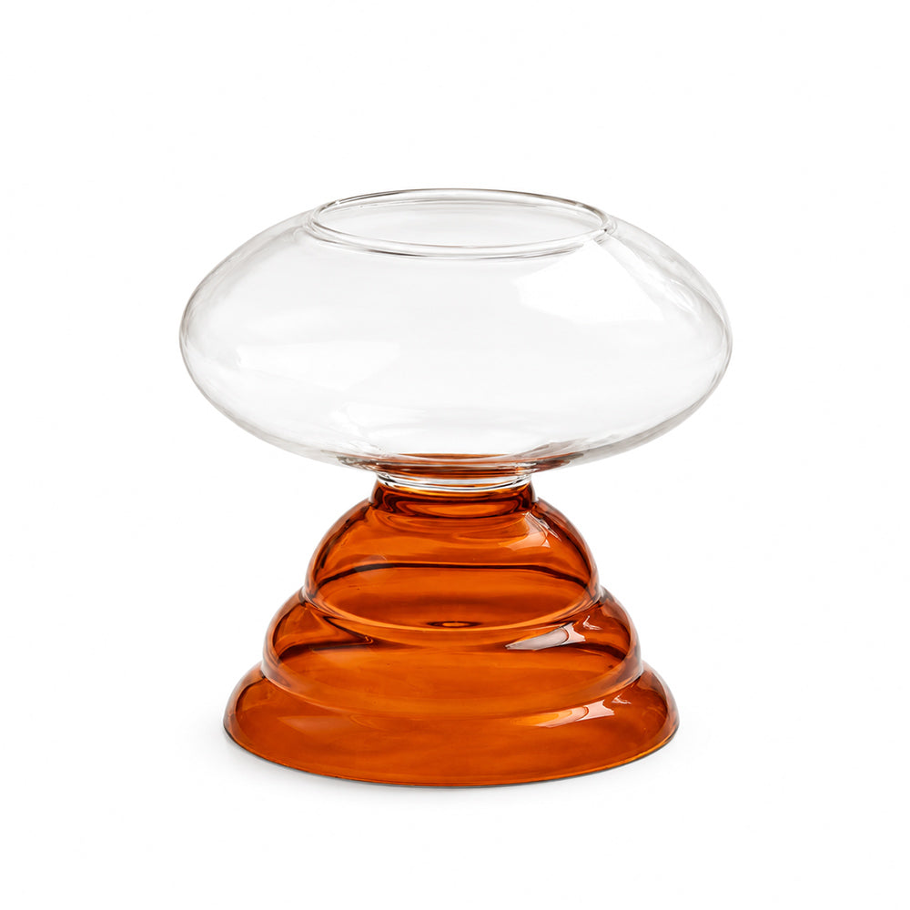 Enoki Glass Tealight Holder - Dark Amber