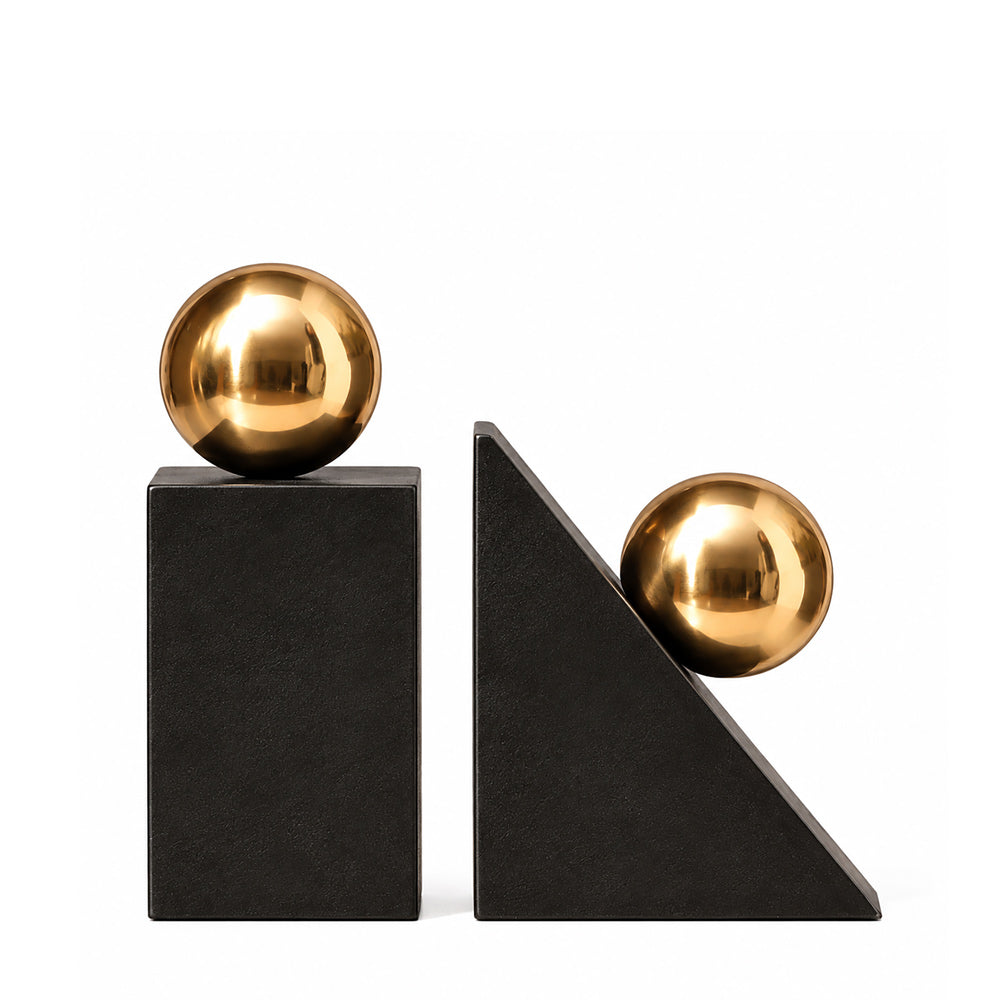 Entia Metal Bookends, Set of 2 - Black Gold