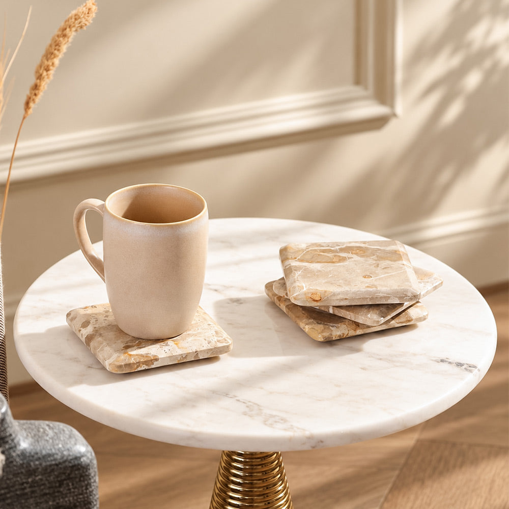 Enzo Marble Coasters, Set of 4 - Sandstone