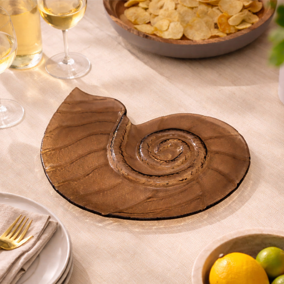 Escargot Serving Plate - Brown