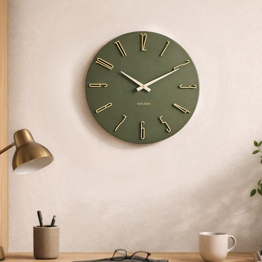 Esmerado Wall Clock 40cm - Olive Green