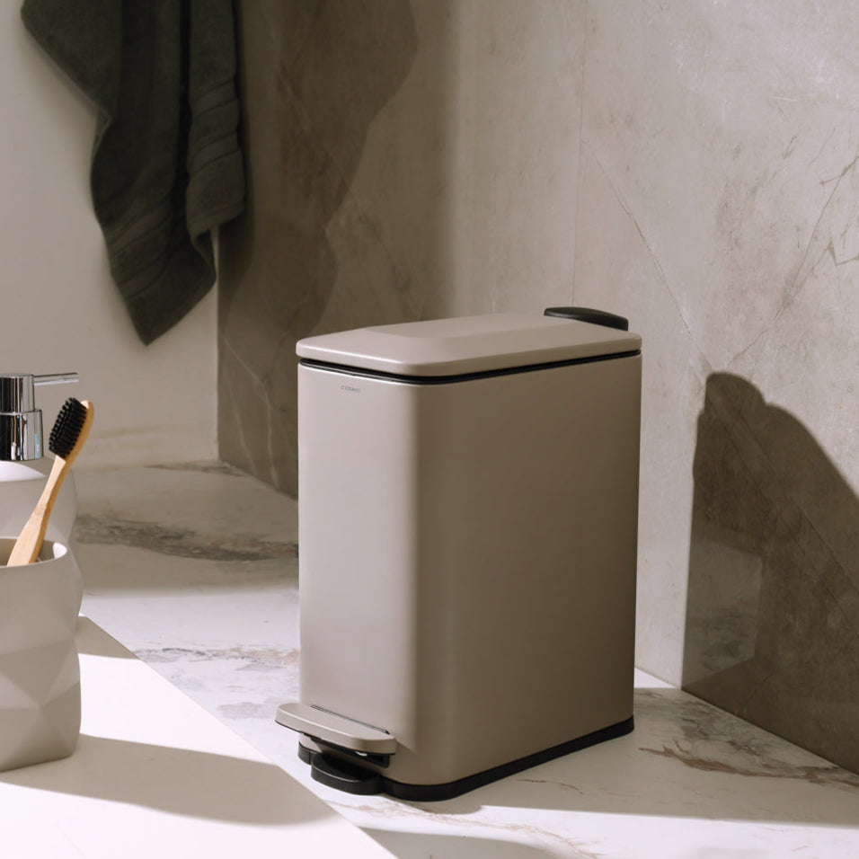 Essentials Slim Pedal Bin - Taupe