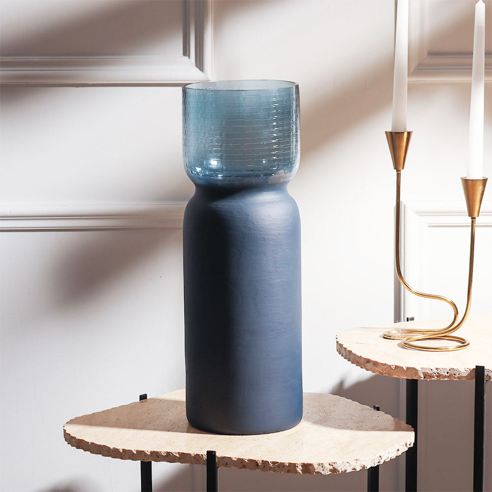 Estonia Dual-Toned Glass Vase XL - Cobalt