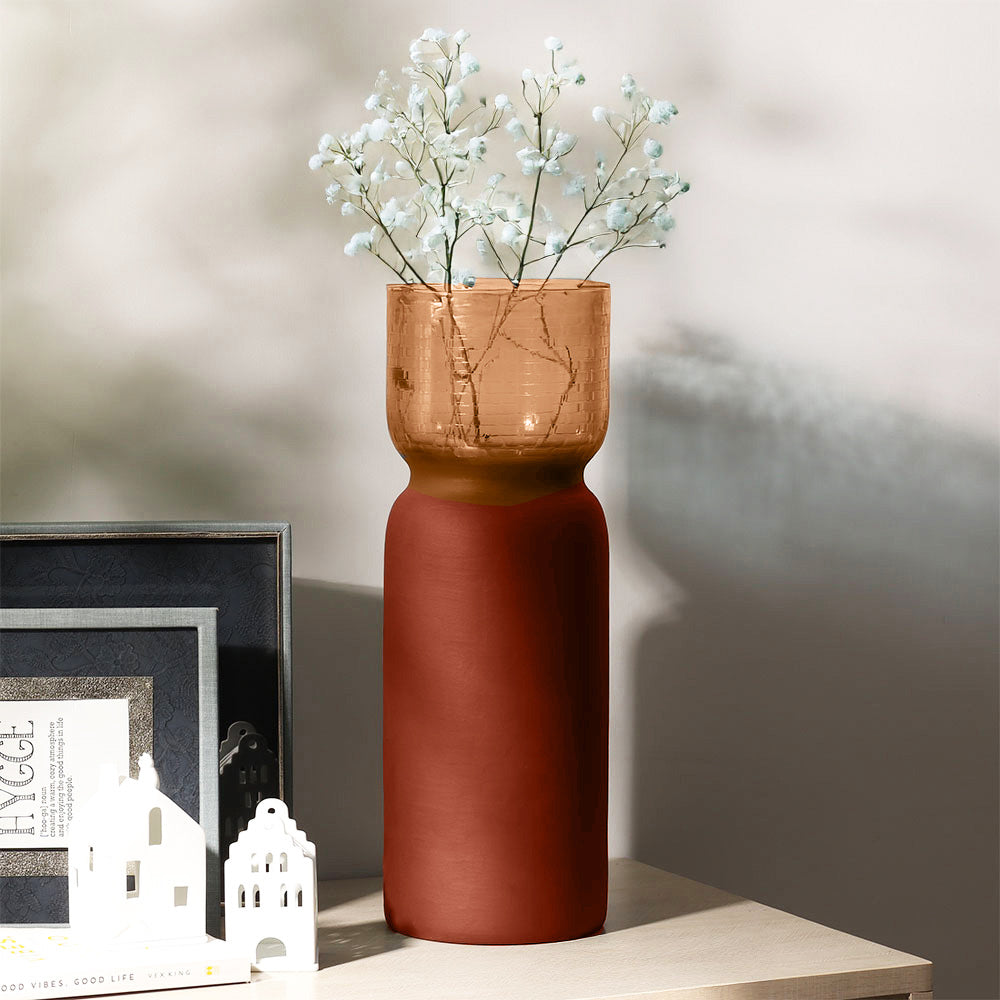 Estonia Dual-Toned Glass Vase XL - Terracotta