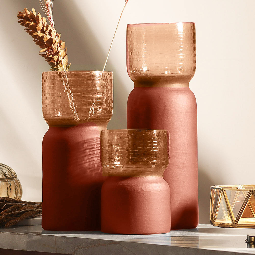Estonia Dual-Toned Glass Vase XL - Terracotta
