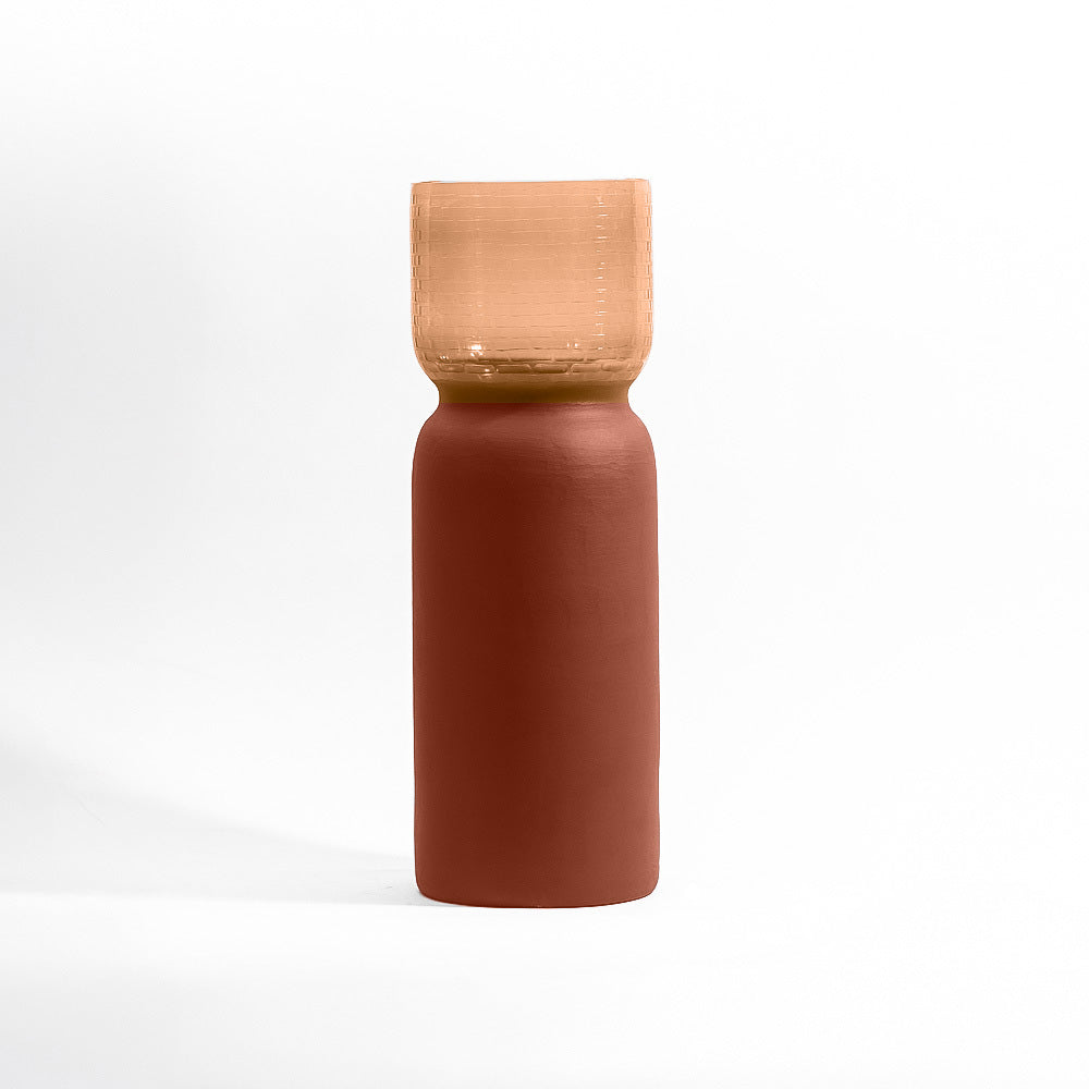 Estonia Dual-Toned Glass Vase XL - Terracotta