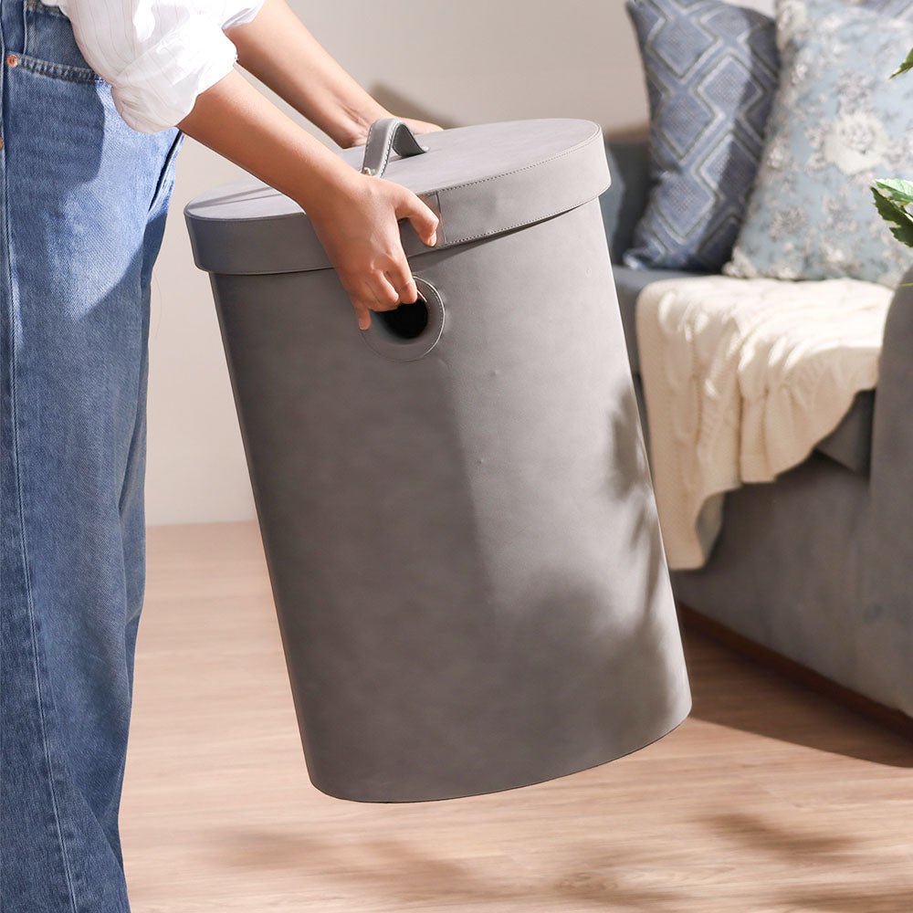 Ethel Round Laundry Bin with Lid - Grey