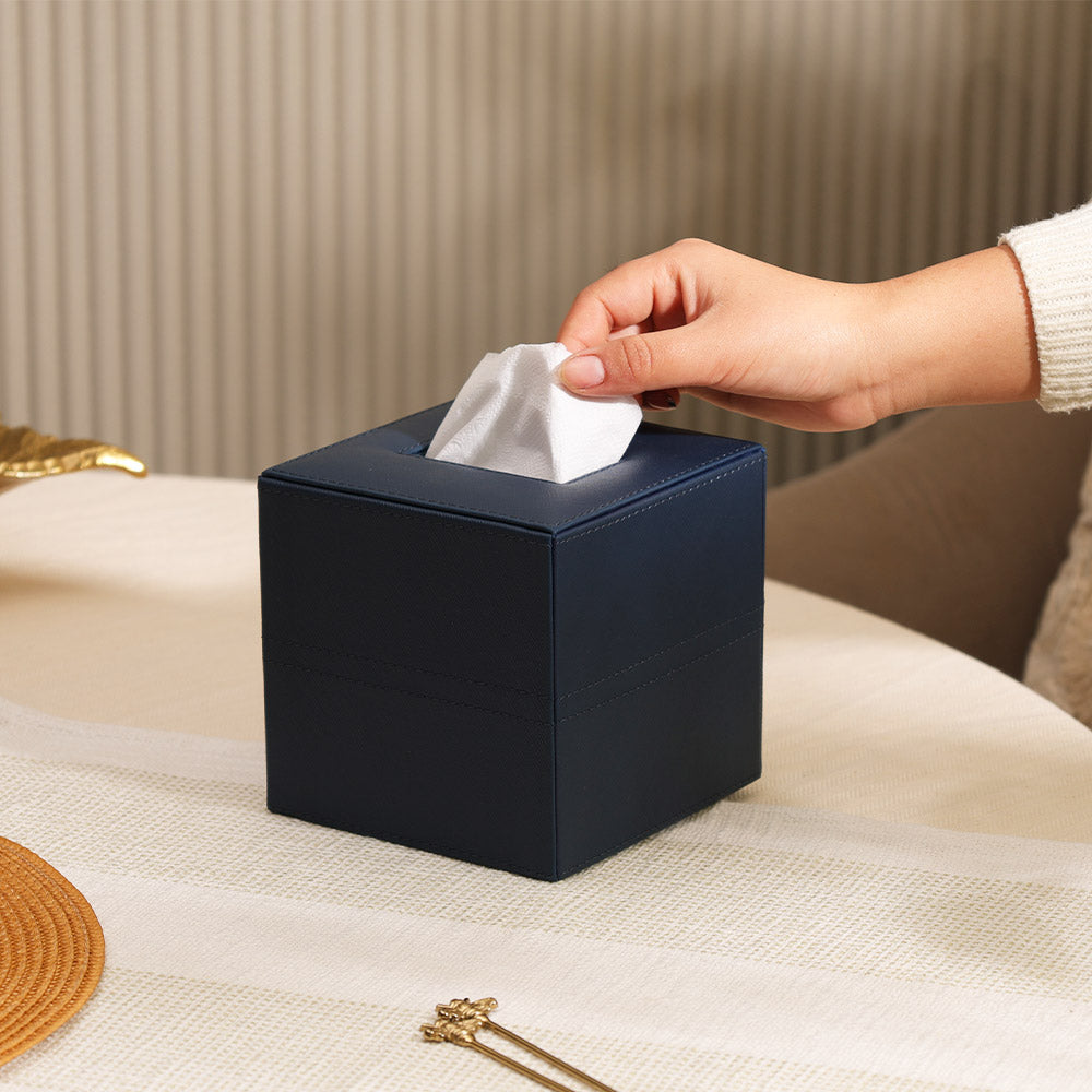 Etna Square Tissue Box Holder - Navy